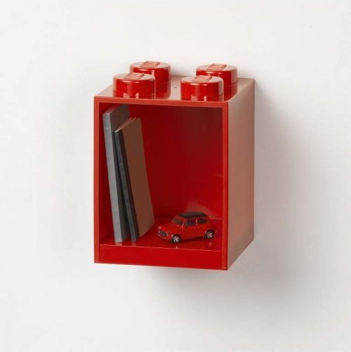Dětská červená nástěnná police LEGO® Brick 4