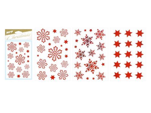MFP 8882326 Samolepka vánoční vločky  80x120mm červená