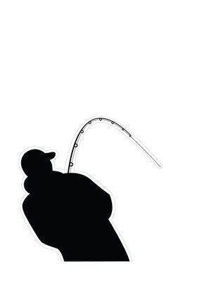 Delphin Rybářská Nálepka Rybář Silueta Černá