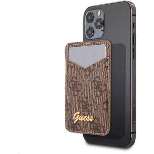 Guess 4G Magnetic Cardslot Triangle Logo hnědá