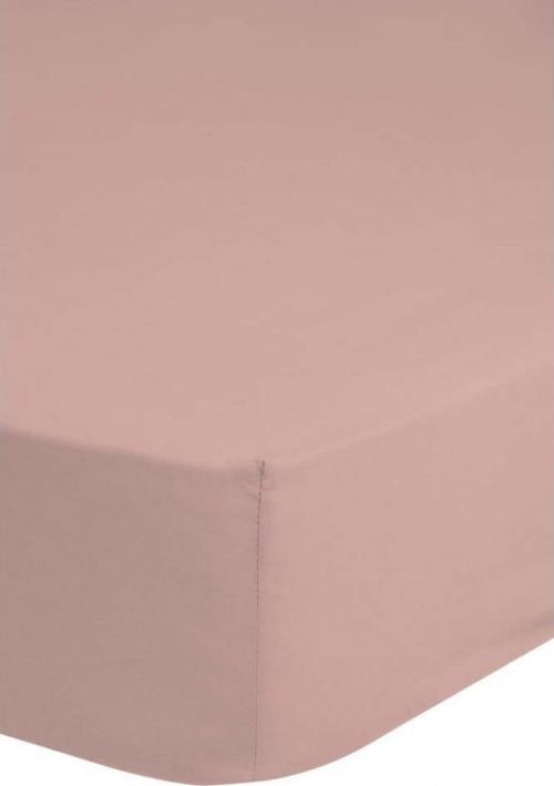 Růžové elastické prostěradlo z bavlněného saténu HIP, 160 x 200 cm