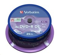 VERBATIM DVD+R 8,5 GB 8x DoubleLayer MATT SILVER spindl 25pck/BALL