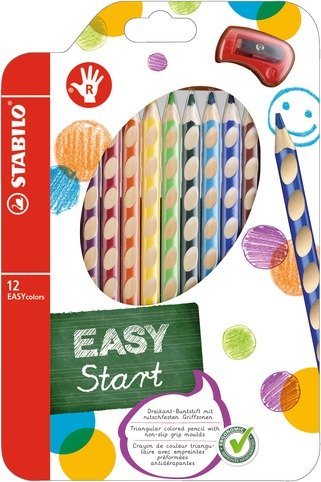 Pastelky Stabilo EASYcolors pro praváky 12 ks + ořezávátko