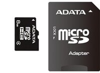 ADATA micro SDHC karta 8GB Class 4 + adaptér SDHC