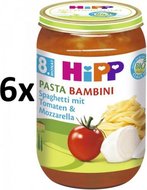 HiPP BIO Rajčata se špagetami a mozzarellou- PASTA BAMBINI - bezmasý - 6 x 220g