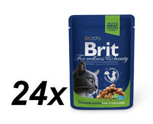 Brit Premium Cat Pouches Chicken Slices for Sterilised 24 x 100g