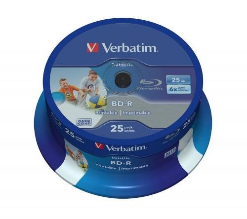 Verbatim Blu-ray BD-R DataLife [ Spindle 25 | 25GB | 6x | WIDE PRINTABLE NO ID ]