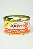 Almo Dog Nature pes konz. hovězí+šunka  95g