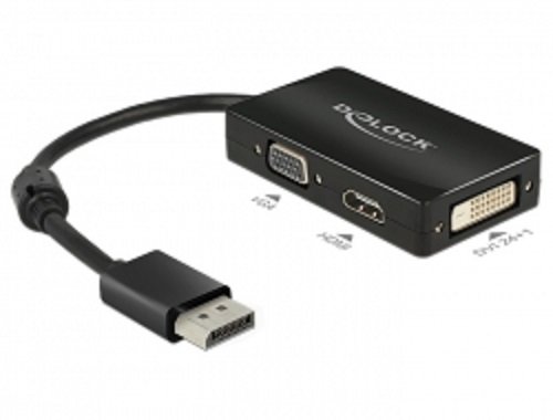Delock Adaptér Displayport 1.1 samec > VGA / HDMI / DVI samice pasivní černý