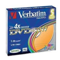 Verbatim DVD+RW [ slim jewel case 5 | 4.7GB | 4x | Colour ]