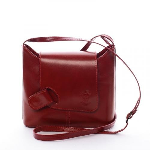 Kožená elegantní crossbody kabelka Abella, červená