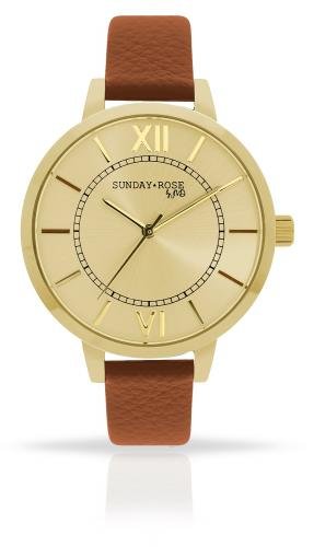 Dámské luxusní designové hodinky SUNDAY ROSE Classic GOLDEN BROWN