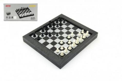 Cestovní magnetické šachy + dáma společenská hra v krabičce 24x12x4cm
