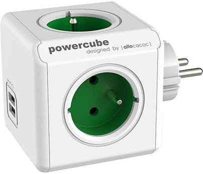 Zásuvka PowerCube ORIGINAL USB, Green, 4 rozbočka, 2x USB