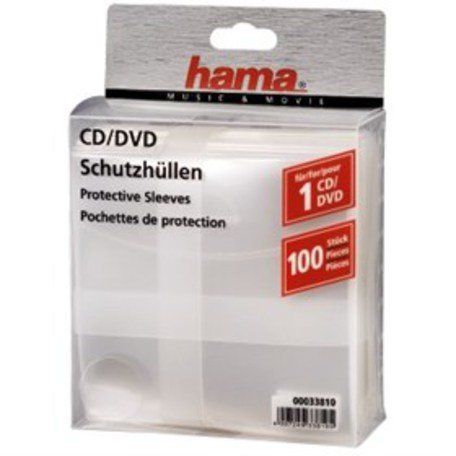 Hama CD/DVD Protective Sleeves, Pack of 100