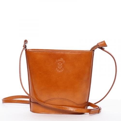 Dámská kožená crossbody Tereza, dark camel