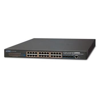 Planet SGS-6341-24P4X L2/L3 PoE switch 24x 1000Base-T,4x 10Gb SFP+, Web/SNMP,L3, ACL,IP stack, 802.3at 370W