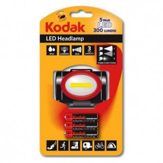 LED čelovka 5W Kodak - dosvit 50m, 300lm, 3 režimy svícení, IP44, napájení na 3xAAA