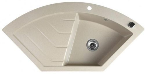 SAPHO Dřez granitový vestavný rohový s odkapávací plochou, 114x57,5 cm, béžová GR1932