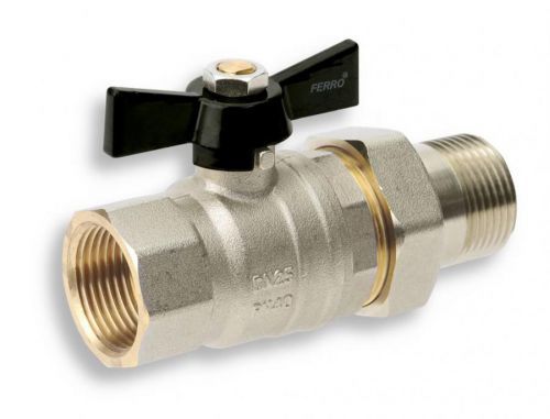 NOVASERVIS Luxusní plnoprůtočný kohout s motýlkem a šroubením MM 1/2