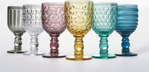 Sada 6 barevných sklenic na víno Villa d'Este Geometrie