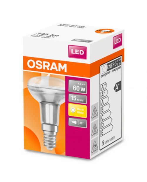 OSRAM LED STAR R50 36° 4, 3W 827 E14 345lm 2700K (CRI 80) 15000h A+ (Krabička 1ks)