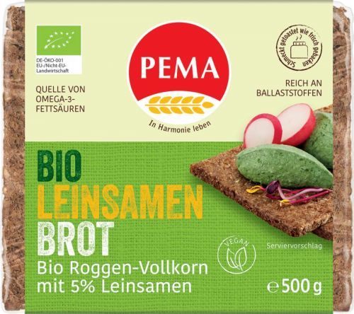 PEMA Bio žitný chléb se lněným semínkem 500g