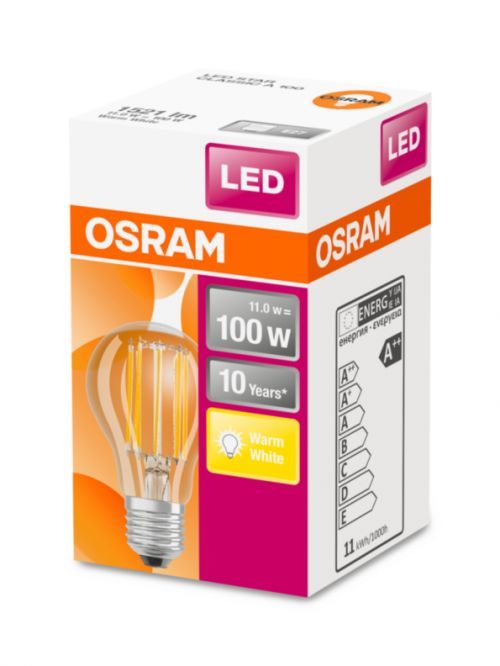 OSRAM LED STAR CL A Filament 10W 827 E27 1521lm 2700K (CRI 80) 10000h A++ (Krabička 1ks)