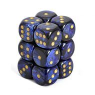 Chessex Dice Sets Royal Blue/Gold Scarab 16mm d6 (12)