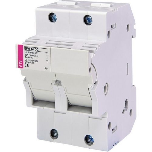 Odpínač válcových pojistek CH14x51 gPV ETI EFH 14 DC 2P 1000VDC 50A 002560203