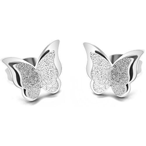 Troli Ocelové motýlí náušnice Metal Butterfly KES-048-SIL