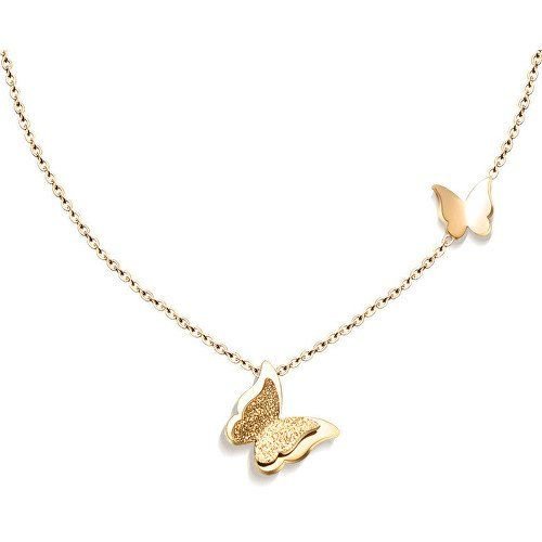 Troli Pozlacený motýlí náhrdelník Metal Butterfly KNSC-257-GOLD