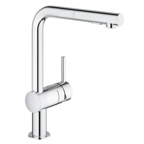 Dřezová páková baterie Grohe MINTA, otočný výtok, sprška, chrom / 30274000