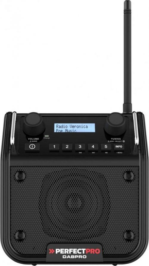 Odolné rádio PerfectPro DABPRO, AUX, Bluetooth, DAB plus , FM, černá