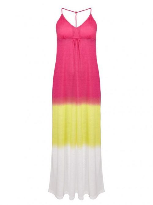 Goleto Dámské šaty | růžovo-žluto-bílé 32/34