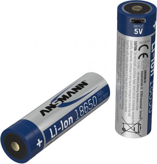 Speciální akumulátor Ansmann 18650-3,4-Micro-USB, 18650, Li-Ion akumulátor, 3.7 V, 3400 mAh