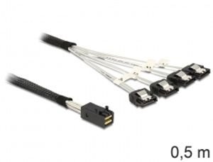 Delock Kabel Mini SAS HD x 4 SFF 8643 samec > 4 x SATA 7 Pin samice 0.5 m