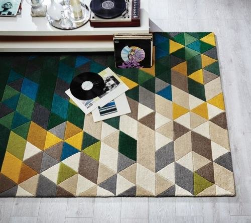 Zelený vlněný koberec Flair Rugs Prism, 160 x 220 cm