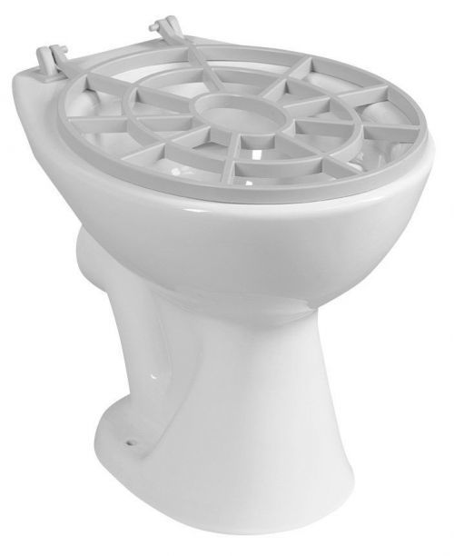 AQUALINE Výlevka stojící keramická s roštem 36x54 cm, zadní odpad, bílá VKS02