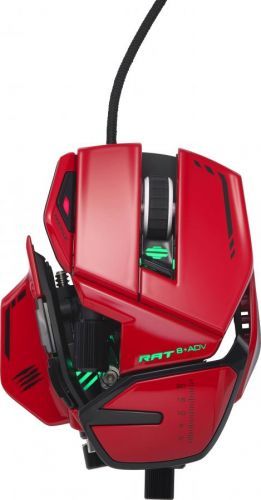 Optická herní myš MadCatz R.A.T. 8 plus  ADV MR06DCINRD000-0, ergonomická, podložka pod zápěstí, úprava hmotnosti, integrovaná profilová paměť, červená, černá