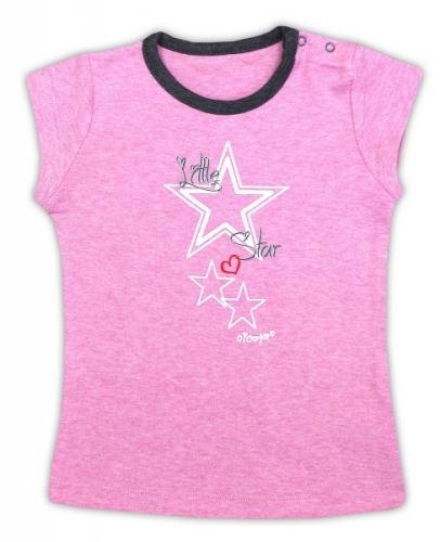Bavlněné tričko NICOL SUPERSTAR - krátký rukáv - melír růžová, vel. 74, vel. 74 (6-9m)