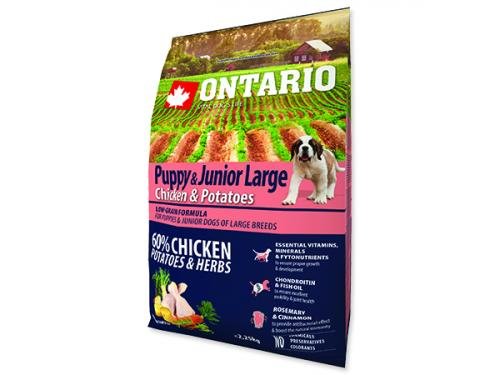 ONTARIO Puppy & Junior Large Chicken & Potatoes & Herbs 2,25 kg