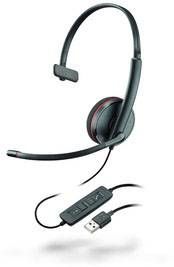 Telefonní headset s USB na kabel, mono Plantronics Blackwire C3210 monaural USB na uši černá