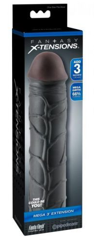 X-TENSION Mega 3 - lifelike penis cloak (22.8cm) - black natural