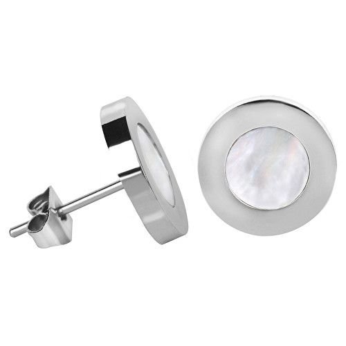 Troli Ocelové náušnice s perleťovým středem Steel