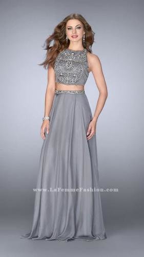 GiGi - Luminous Adorned Jewel A-Line Long Evening Gown 23860