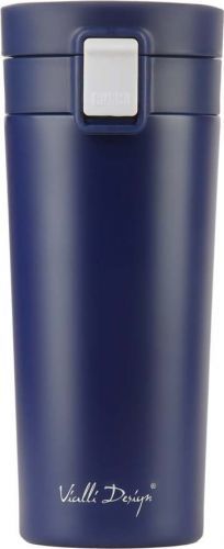 Tmavě modrý cestovní termohrnek Vialli Design Fuori, 400 ml