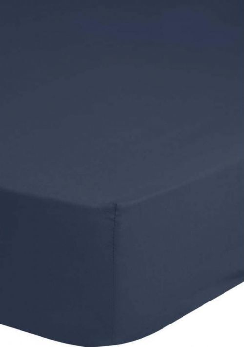 Modré elastické prostěradlo z bavlněného saténu HIP, 160 x 200 cm