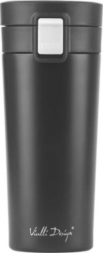 Černý cestovní termohrnek Vialli Design Fuori, 400 ml