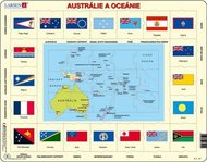 Puzzle MAXI - Mapa Austrálie a Oceánie + vlajky/35 dílků - neuveden